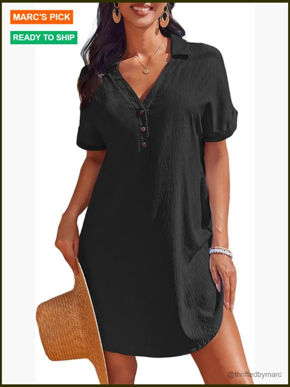 Short Sleeve Button Down Swimsuit Cover Up Dress Shirt